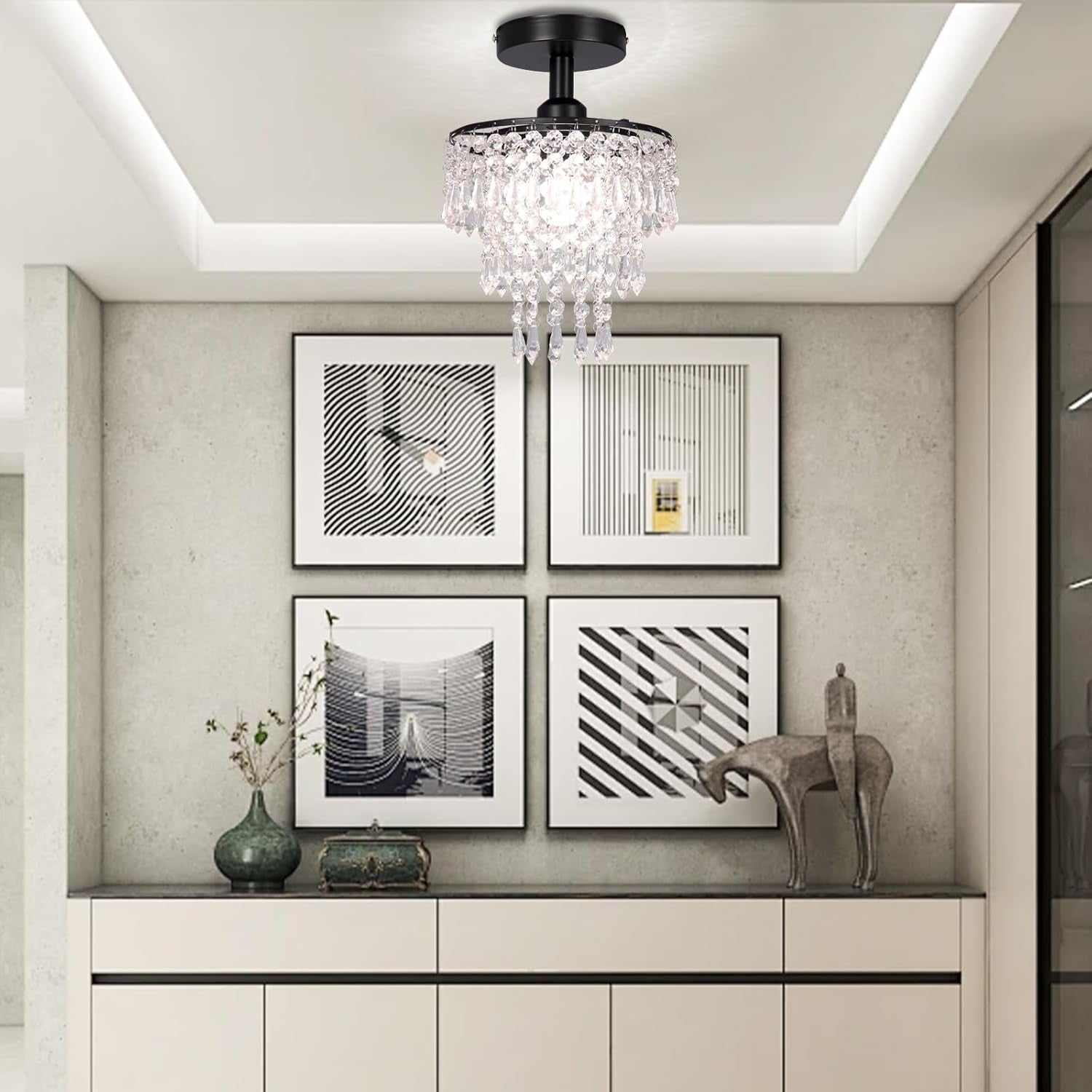 Mini Black Crystal Chandelier