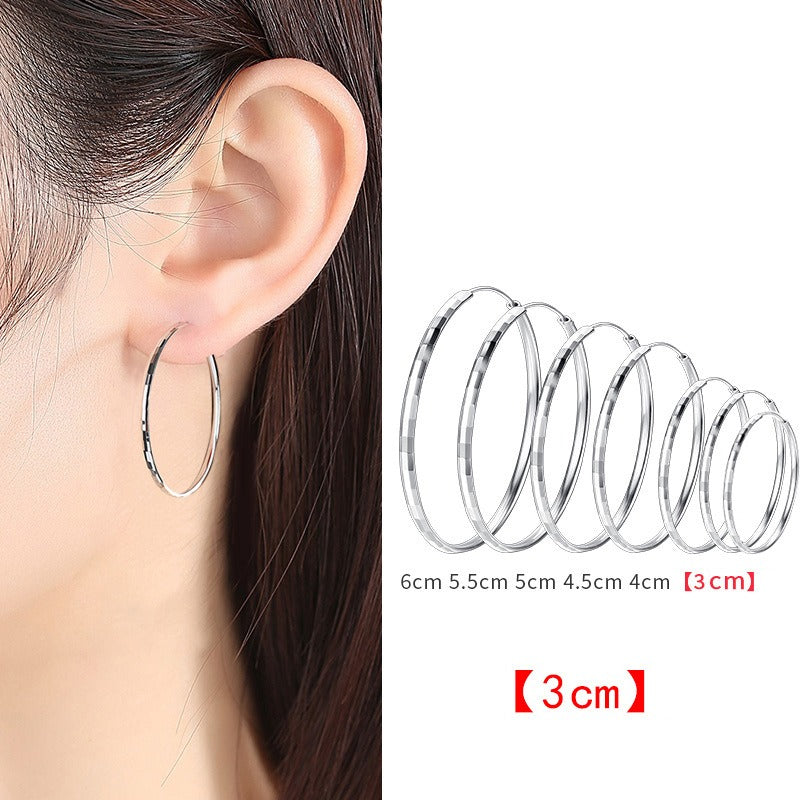 925 Sterling Silver Circle Earrings - Modern Geometric Design