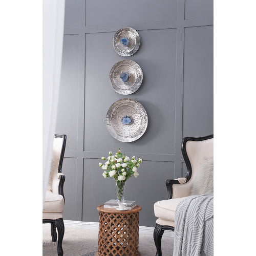 Silver Textured Oversized Disc, Wall Decor for Living Room Bedrrom