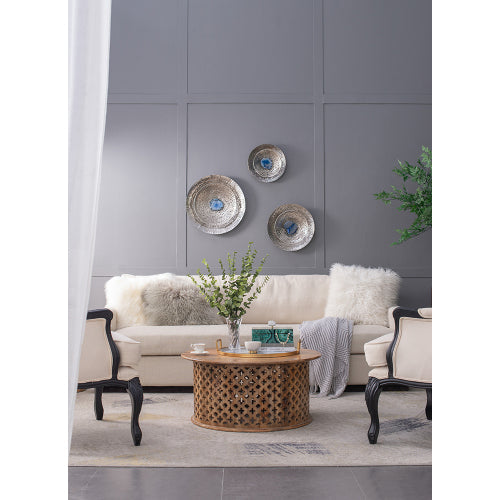 Silver Textured Oversized Disc, Wall Decor for Living Room Bedrrom