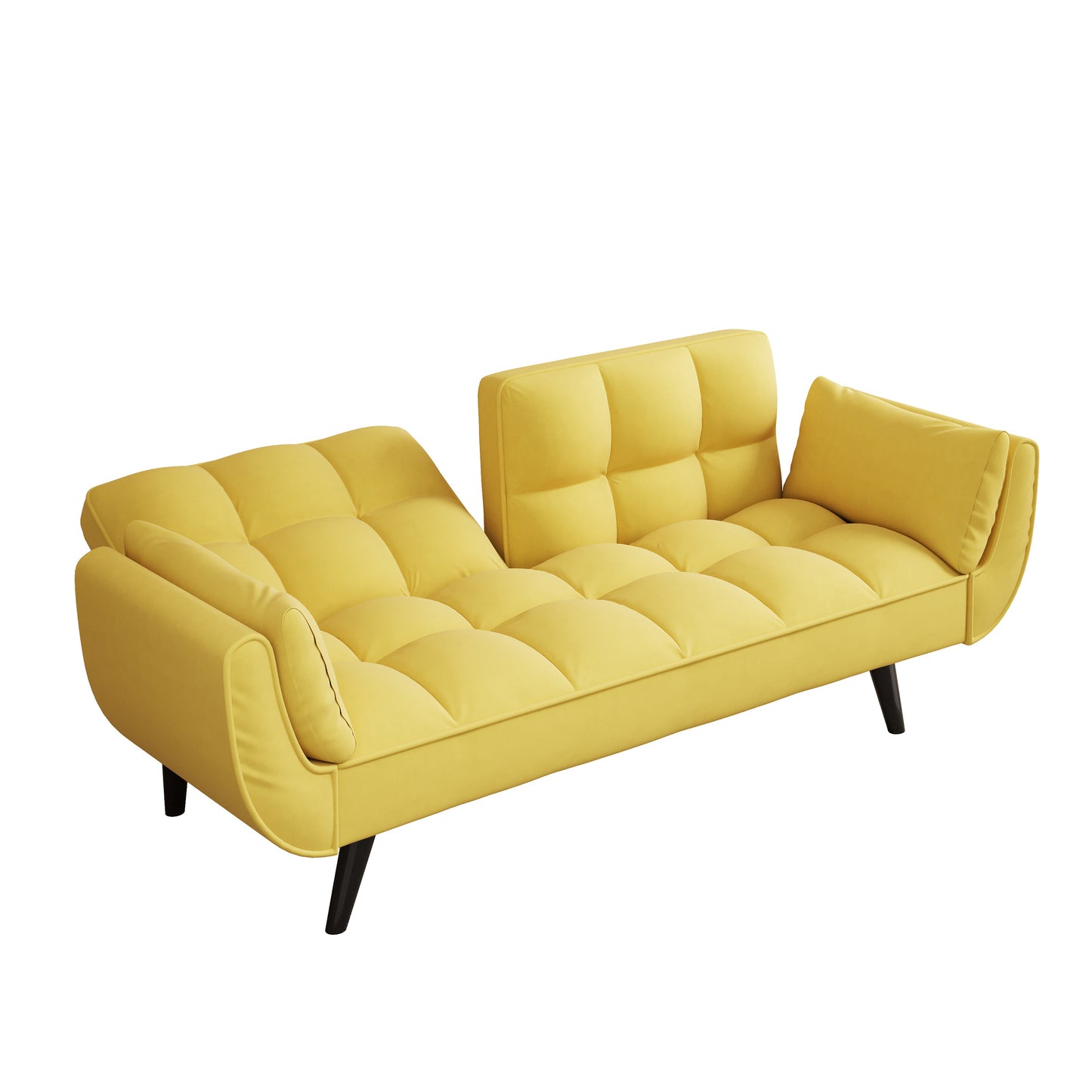 57 inch yellow sofa Soft two armrests throw pillow pillow comfortable