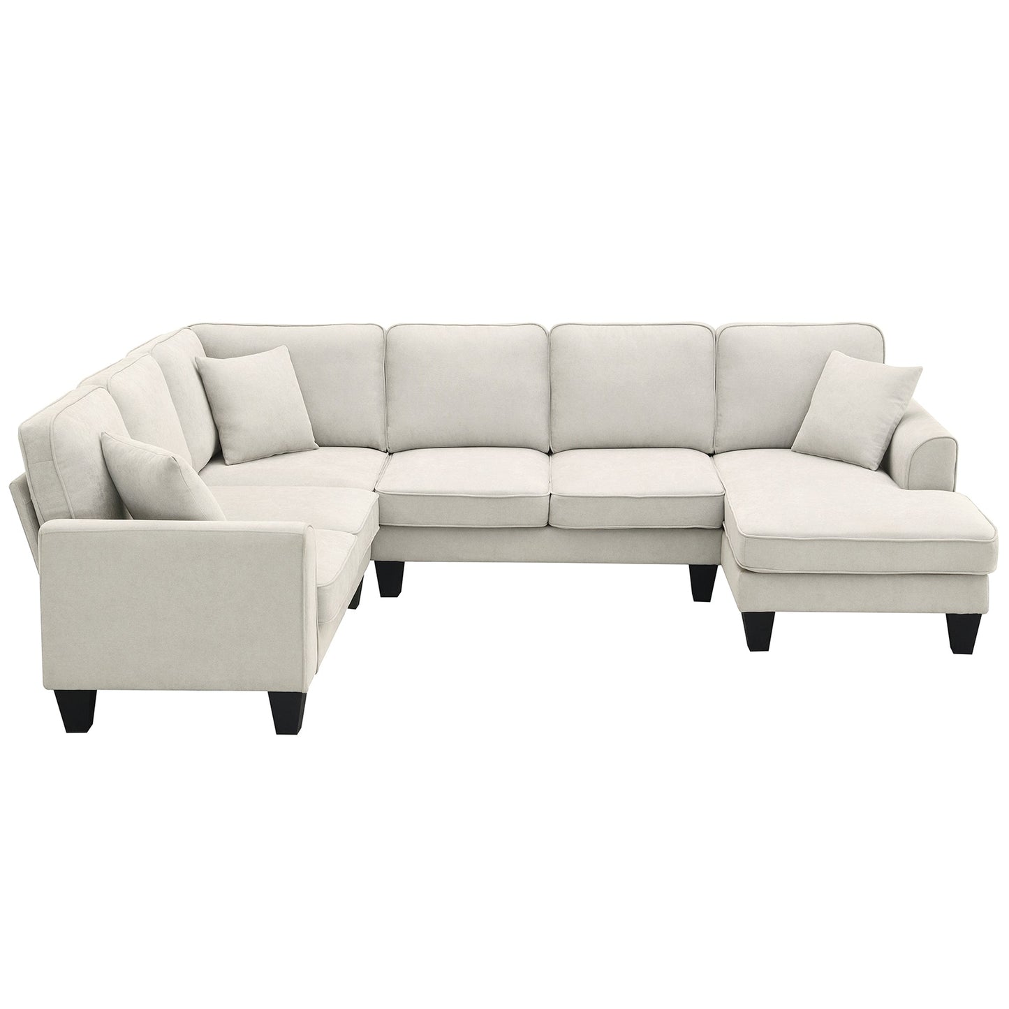 108*85.5" Modern U Shape Sectional Sofa, 7 Seat Fabric Sectional Sofa