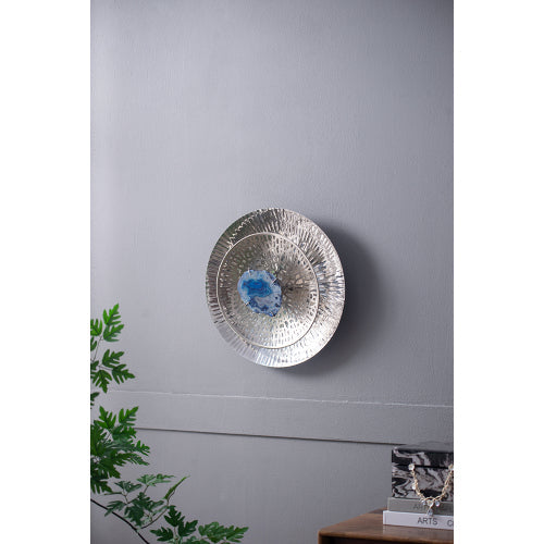 Silver Textured Oversized Disc, Wall Decor for Living Room Bedrrom