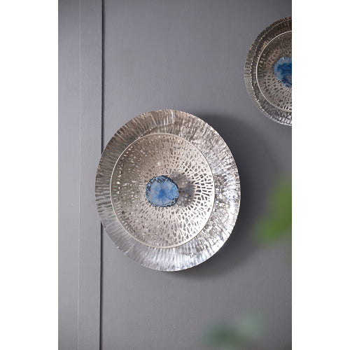 Silver Textured Oversized Disc, Wall Decor for Living Room Bedrrom