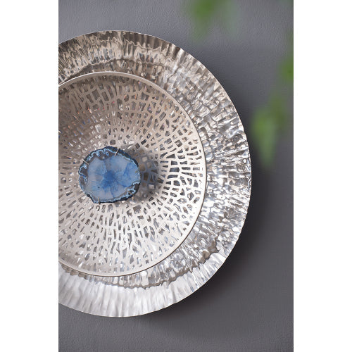 Silver Textured Oversized Disc, Wall Decor for Living Room Bedrrom