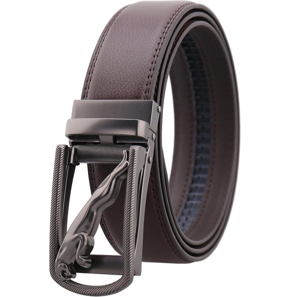 Gun Mens Adjustable Ratchet Slide Buckle Belt - Genuine Leather