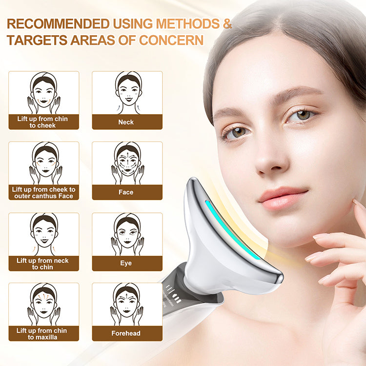 LED Photon Therapy Face & Neck Lifting Device - Anti-Aging Skin Tightening Massager