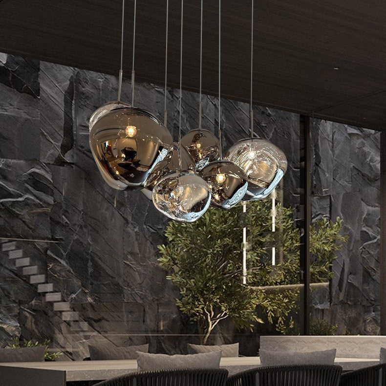 Restaurant Pendant Light Villa Loft Duplex Atrium Staircase Long Line Light Luxury Acrylic Living Room Pendant Light