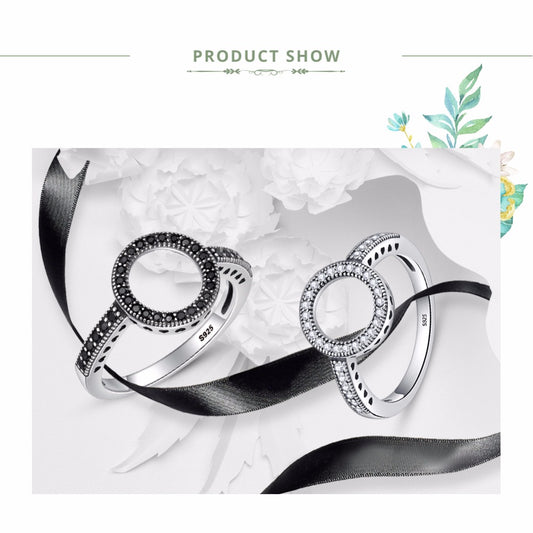 925 Sterling Silver Forever Black Circle Ring