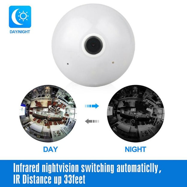 360° Panoramic Hidden Light Bulb Wifi Camera