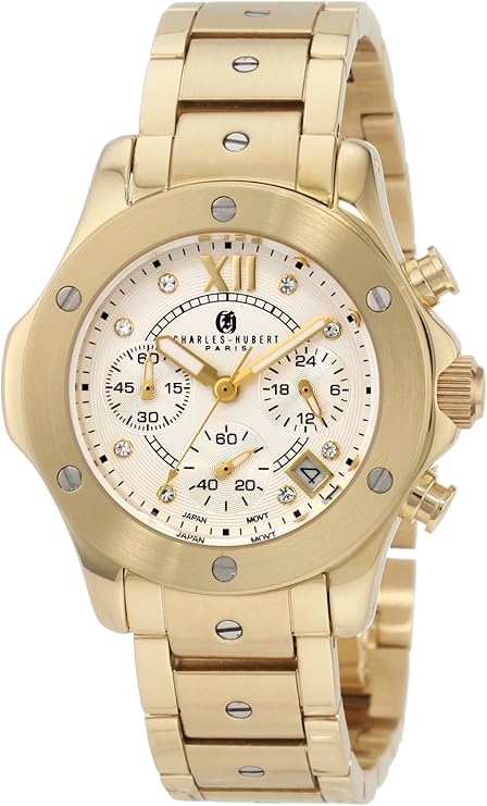 Charles-Hubert- Paris 6782-G Stainless Steel Chronograph Quartz Watch