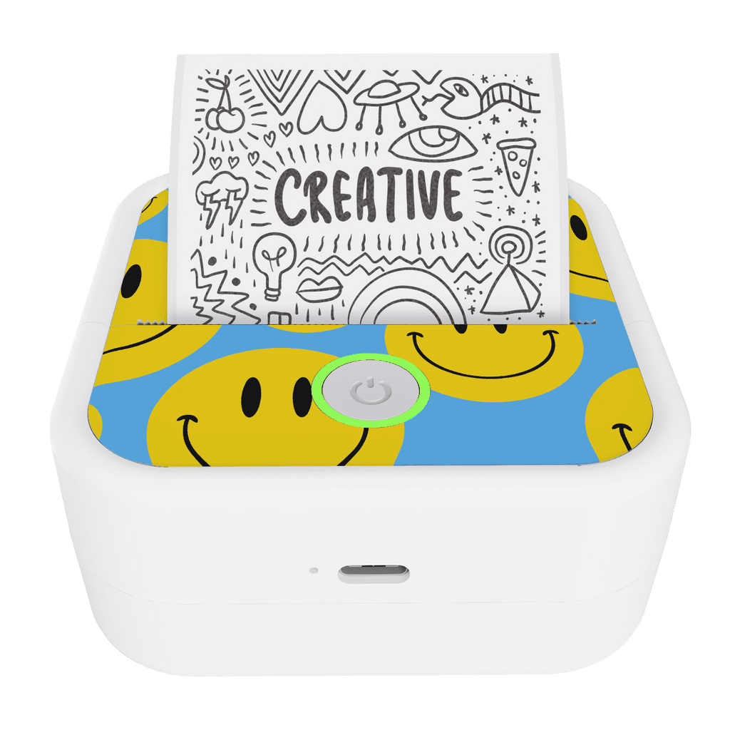 CTP500SM Wireless Mini Portable Inkless Thermal Printer & Label Maker + Paper, Android & Ios (Smiles)