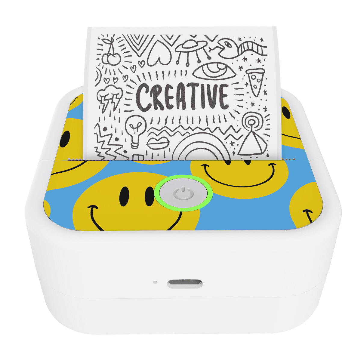 CTP500SM Wireless Mini Portable Inkless Thermal Printer & Label Maker + Paper, Android & Ios (Smiles)