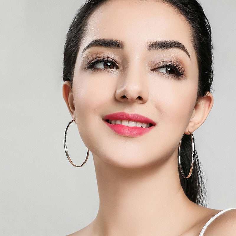 925 Sterling Silver Circle Earrings - Modern Geometric Design