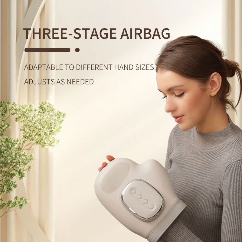 Electric Hand Massager with Air Pressure, Finger Massage, Palm kneading, Meridian Therapy, Acupoint Heating Massage Device