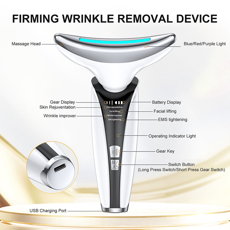 LED Photon Therapy Face & Neck Lifting Device - Anti-Aging Skin Tightening Massager