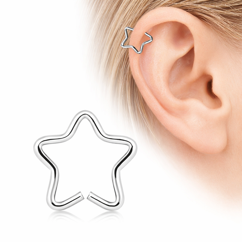 Stainless Steel Star Shaped Cartilage Earring