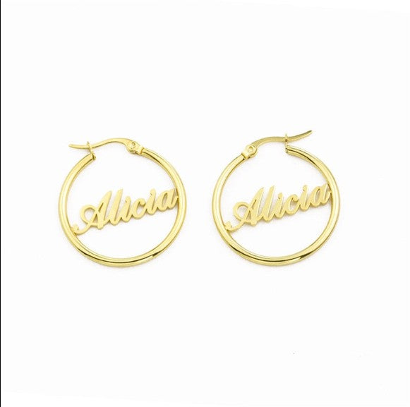 Custom Hoop Name Earrings