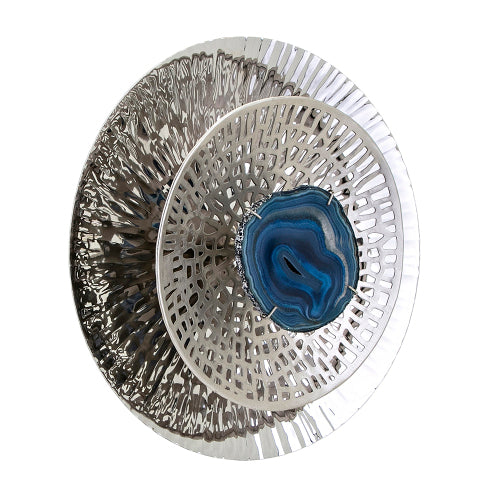 Silver Textured Oversized Disc- Wall Decor