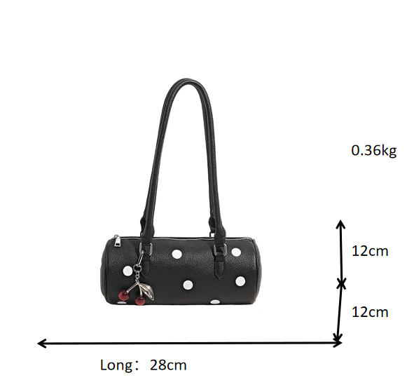 Cylindrical Women's Bag with Pendant