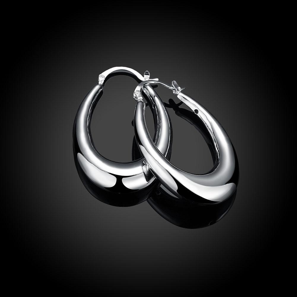 Thick Cut Hoop Earring in 18K White Gold Plated