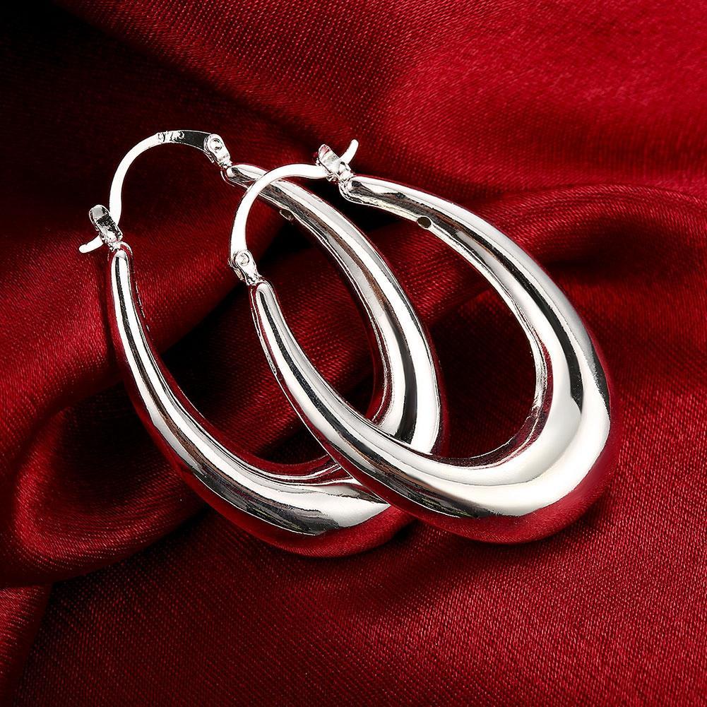 Thick Cut Hoop Earring in 18K White Gold Plated
