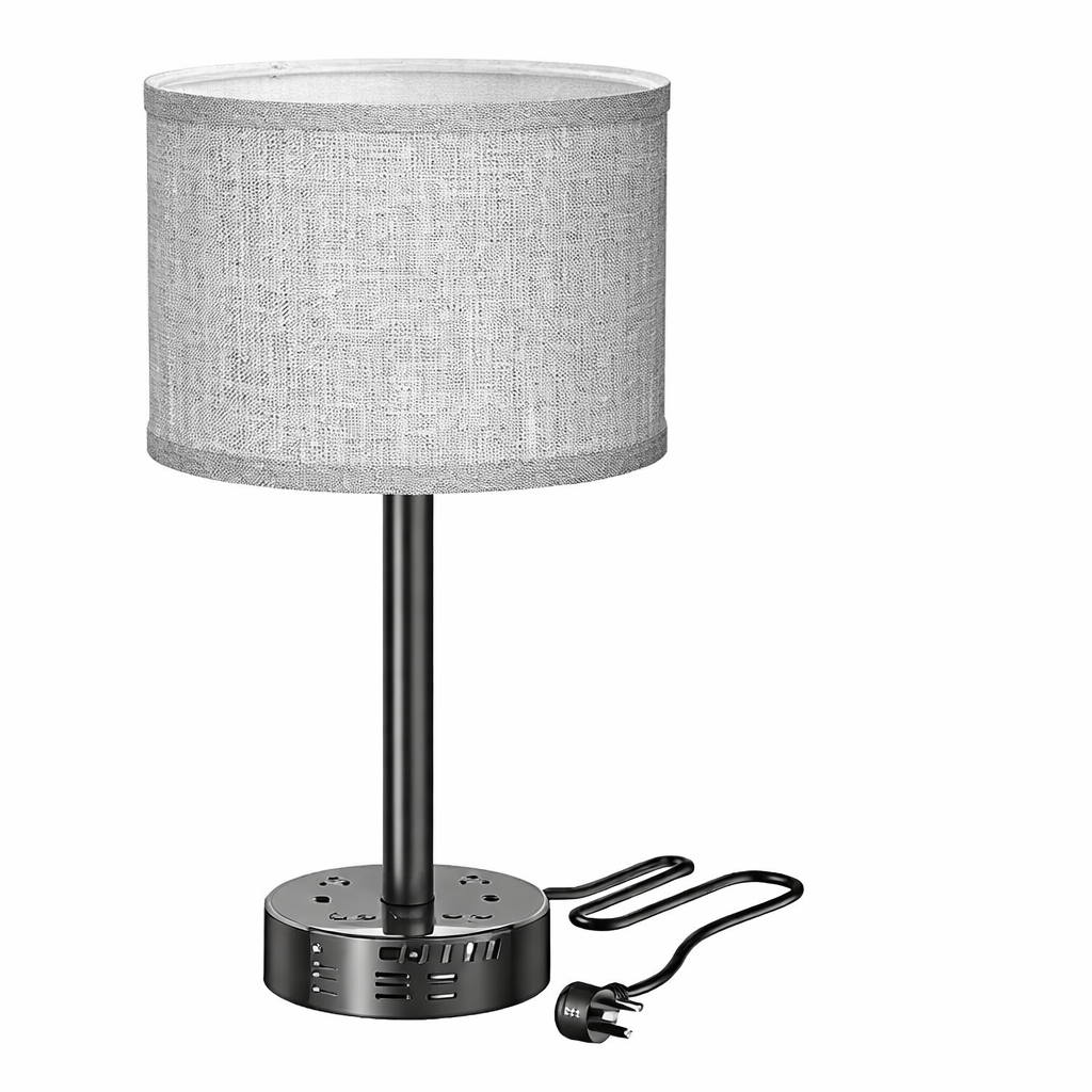 Bedside Table Lamp with Alarm Clock & Charging Station - 3 Brightness Levels