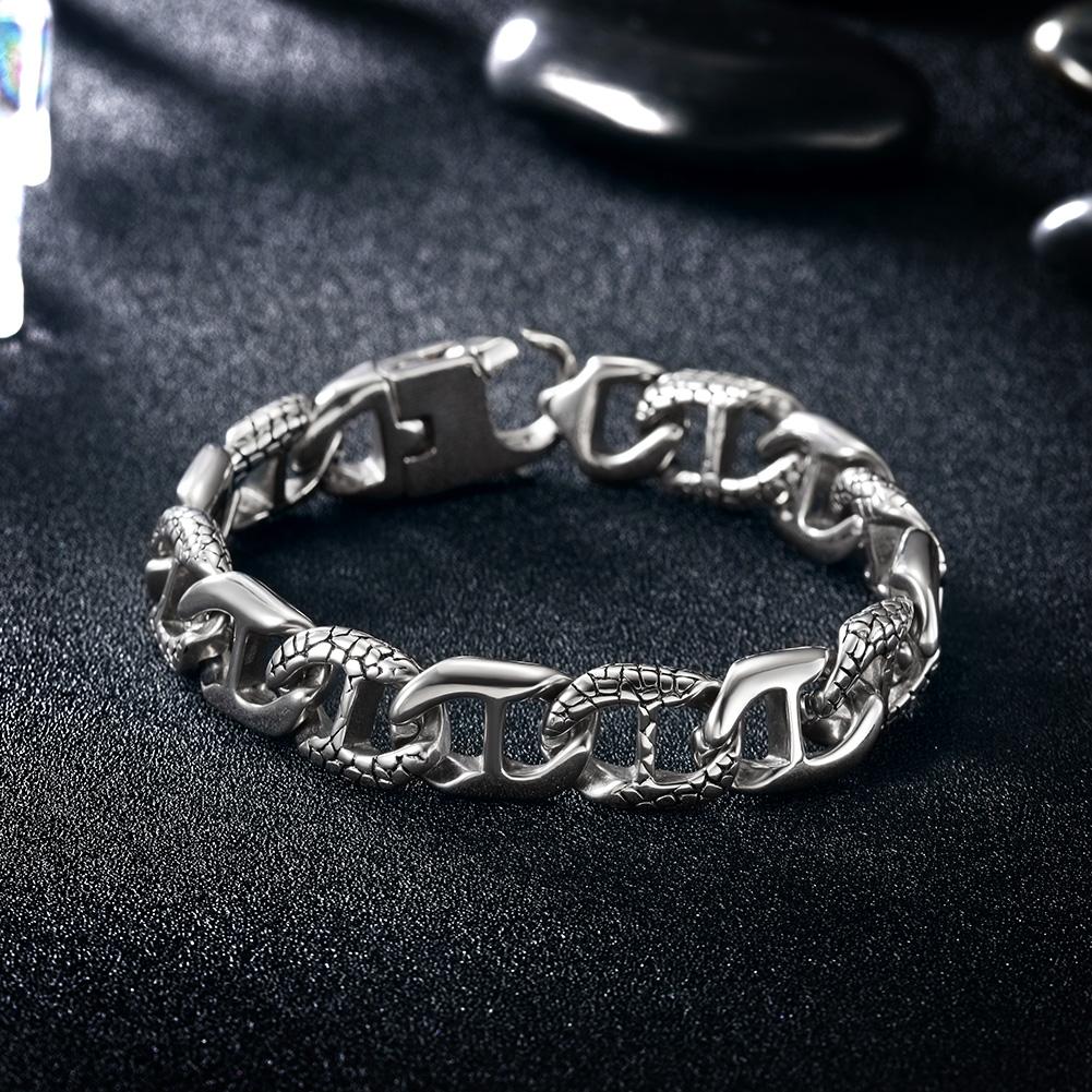 Crocodile Grain Carving Cuban Link Bracelet