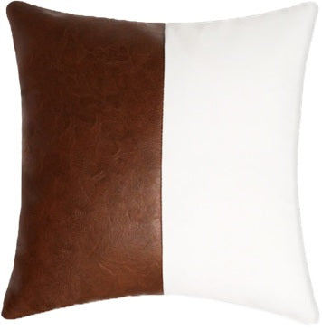 Vegan Leather Lumbar Throw Pillow Cover