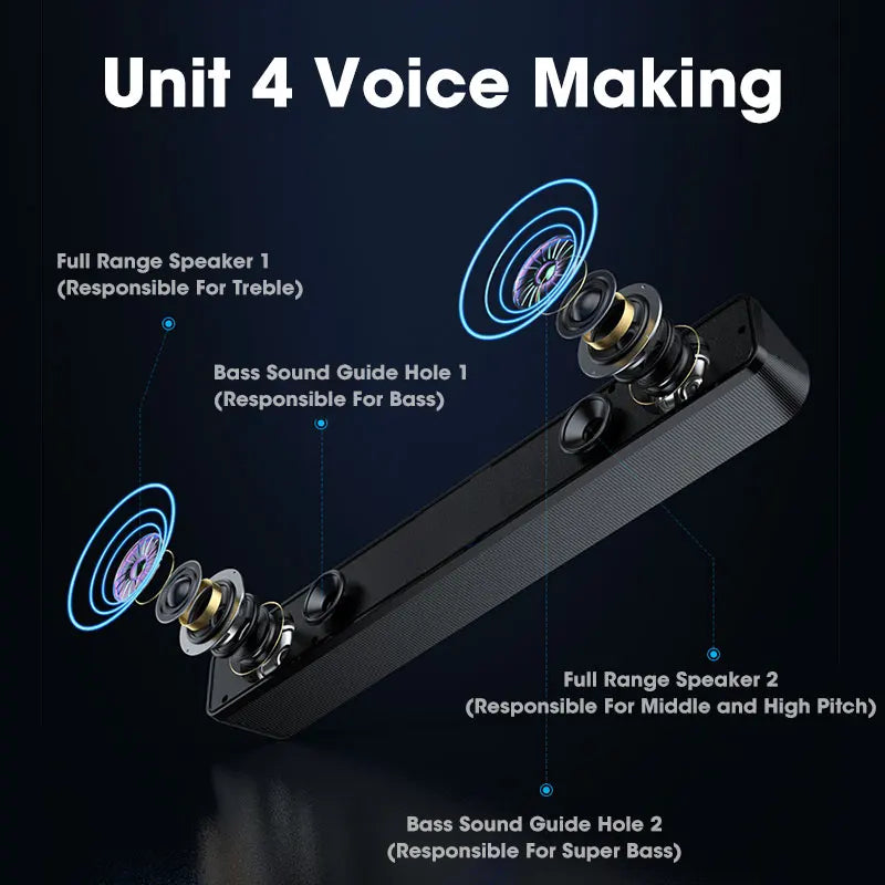 Computer Bluetooth 5.3 Speakers Sound Box USB Wired High Quality
