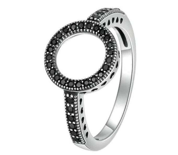 Sterling Silver Forever Black Circle Ring