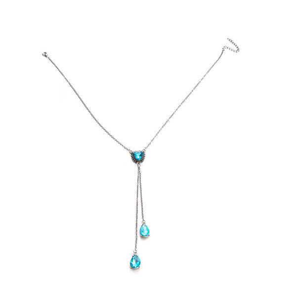 Women's Blue Heart Snake Chain