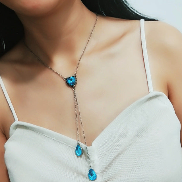 Women's Blue Heart Snake Chain