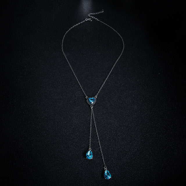 Women's Blue Heart Snake Chain