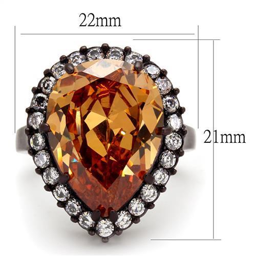 Women's Stainless Steel Dark Brown Cubic Zirconia Ring