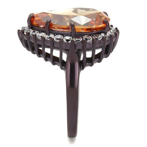 Women's Stainless Steel Dark Brown Cubic Zirconia Ring