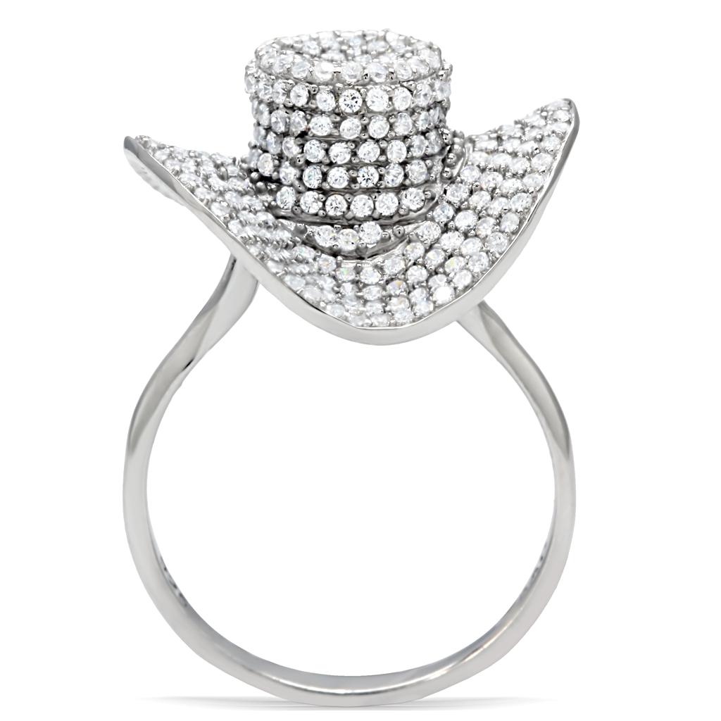 This Rhodium Sterling Silver Hat Ring