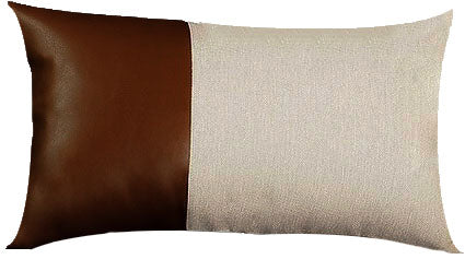 Vegan Leather Lumbar Throw Pillow Cover