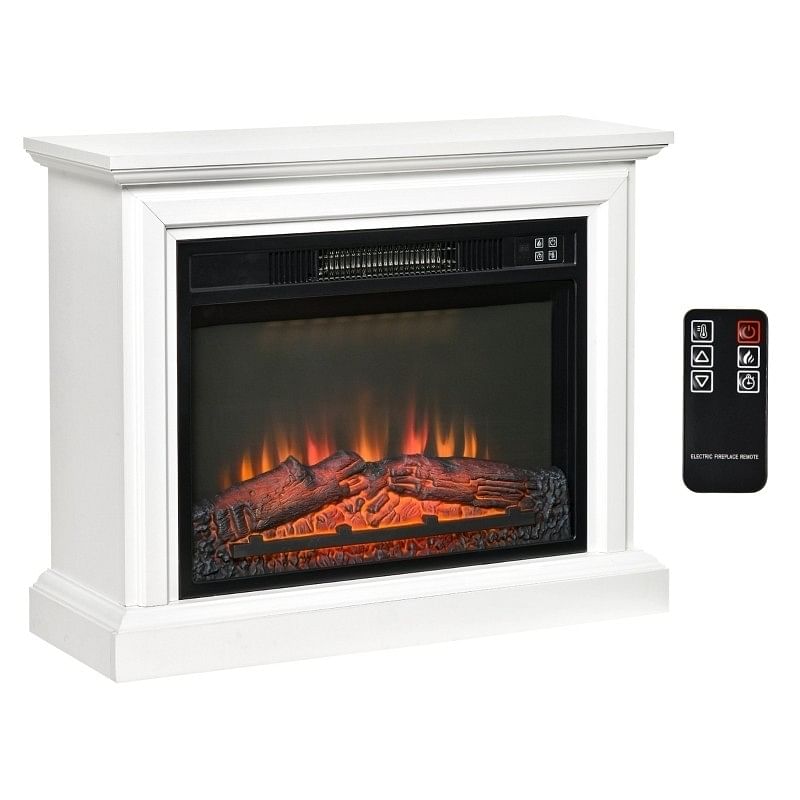 31 inch White Electric Fireplace Heater Dimmable Flame Effect