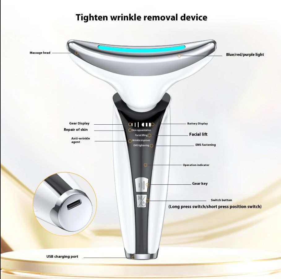 LED Photon Therapy Face & Neck Lifting Device - Anti-Aging Skin Tightening Massager