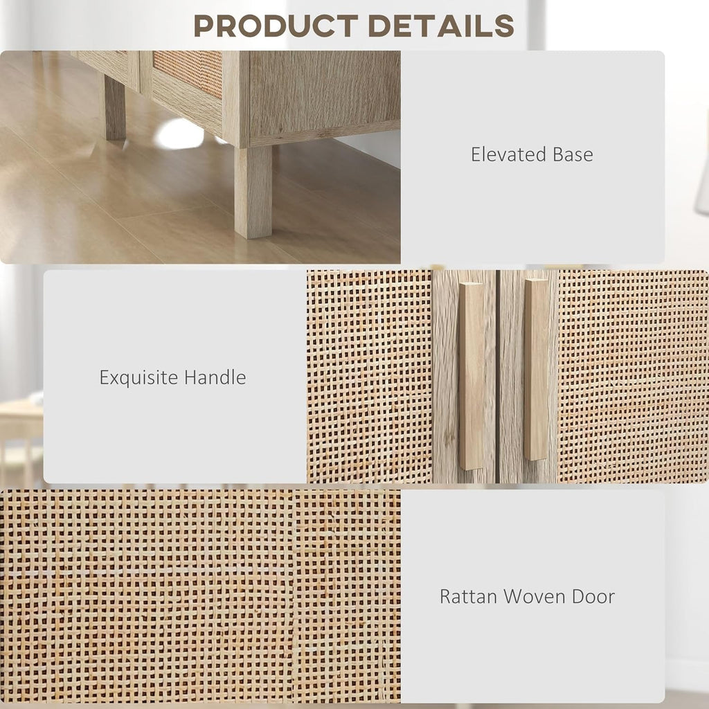 Sideboard Cabinet With Rattan Doors