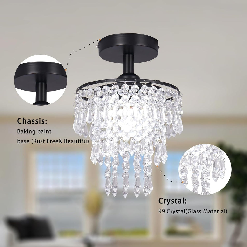Mini Black Crystal Chandelier