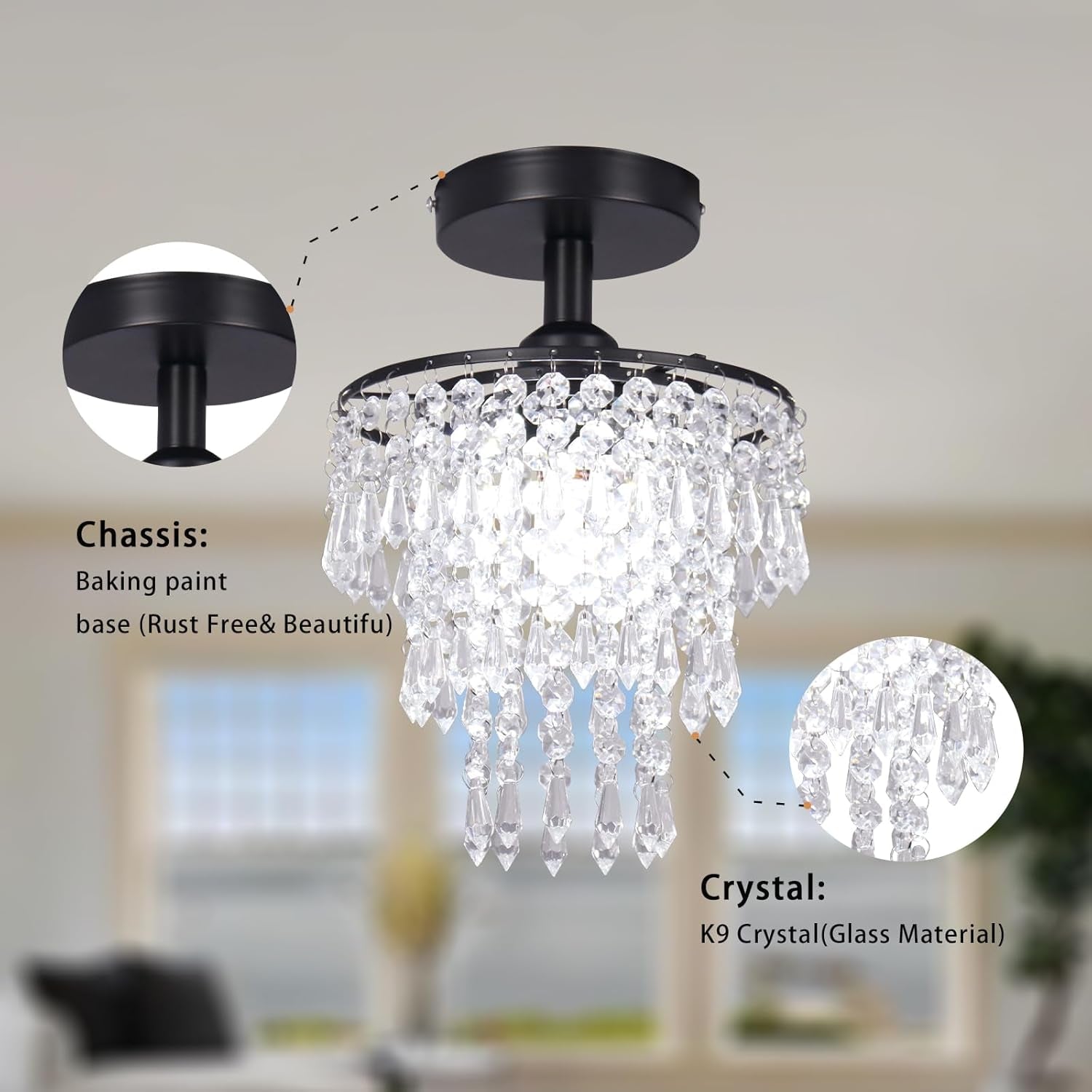 Mini Black Crystal Chandelier