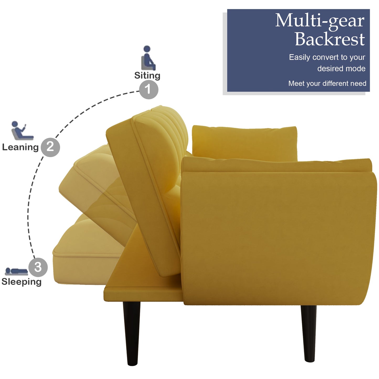 57 inch yellow sofa Soft two armrests throw pillow pillow comfortable