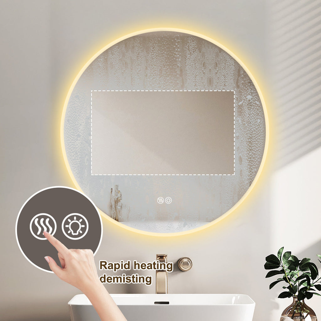 32'' LED Round Wall Mirror - Anti-Fog, 3 Color Temps
