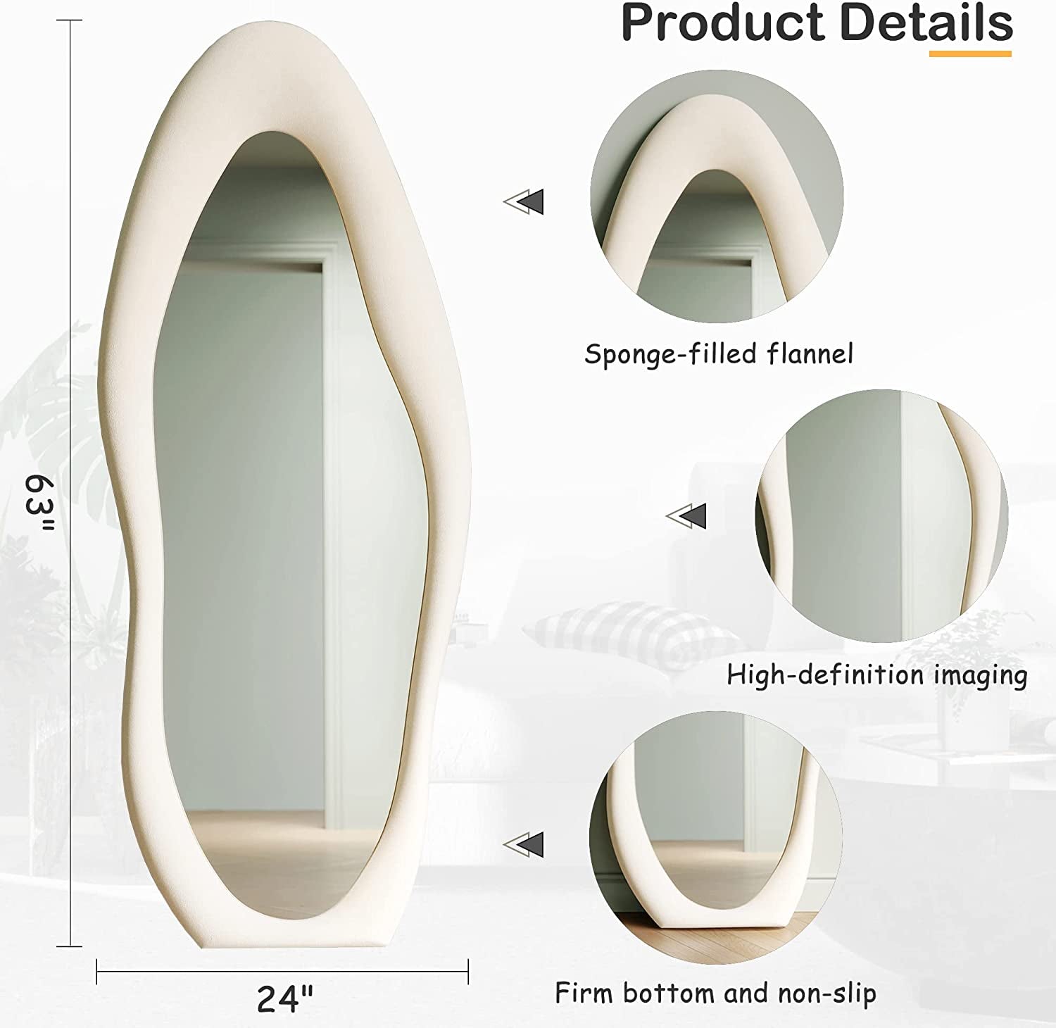 White Full Length Mirror Wooden Frame
