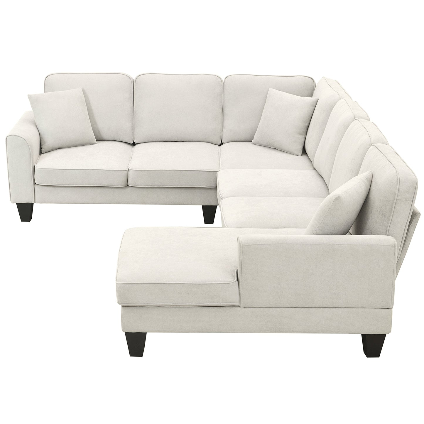 108*85.5" Modern U Shape Sectional Sofa, 7 Seat Fabric Sectional Sofa