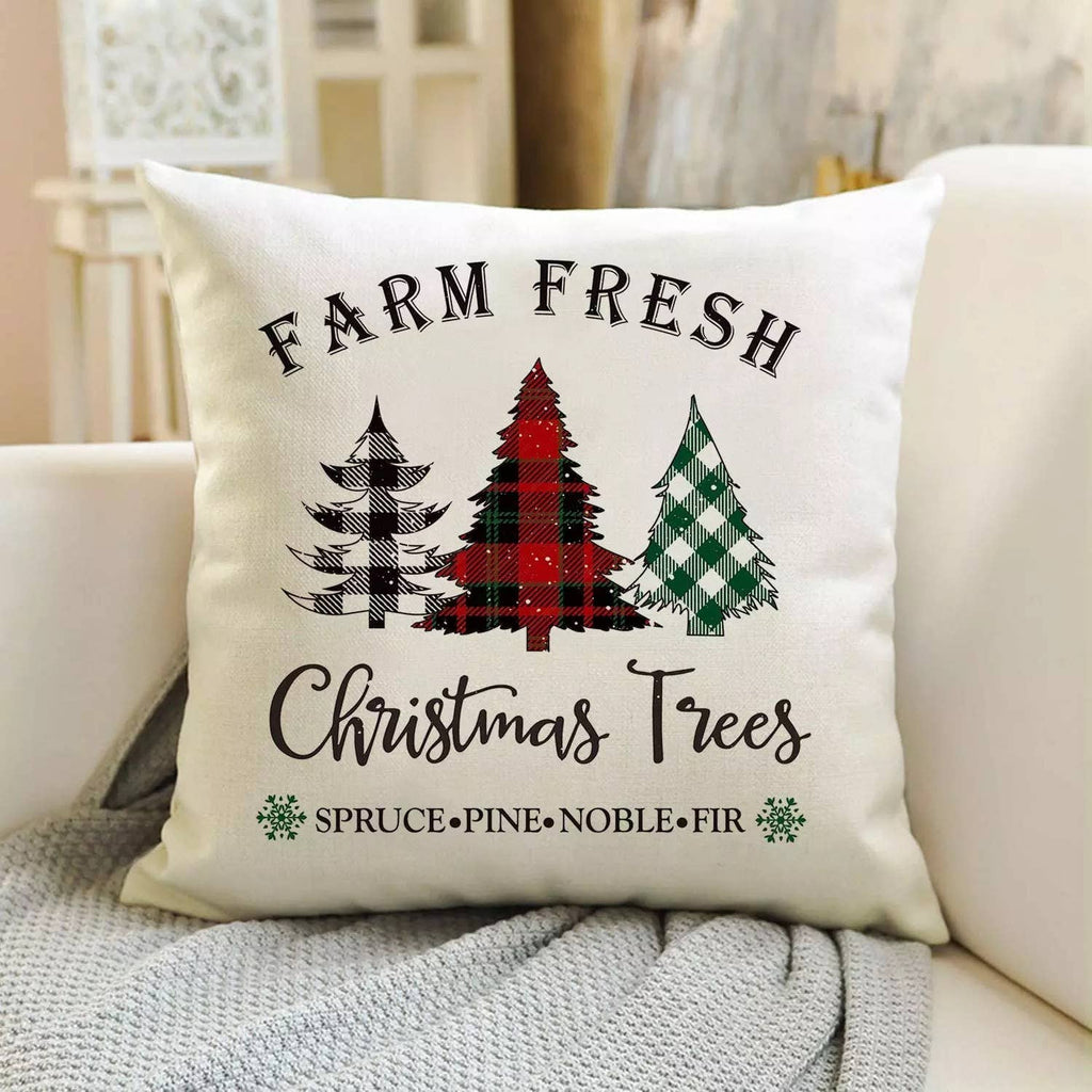 Christmas Tree Farm Throw Pillow Cover