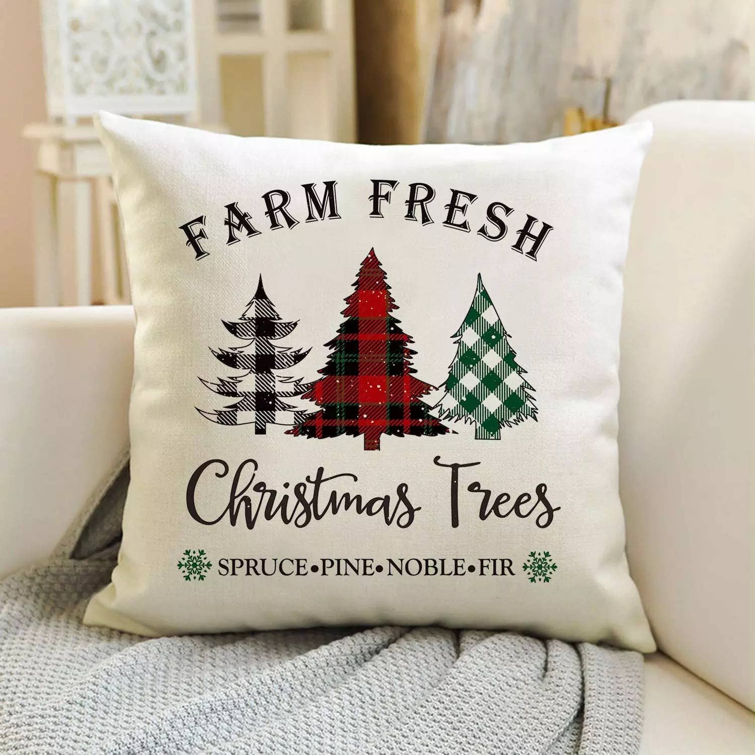 Christmas Tree Farm Throw Pillow Cover