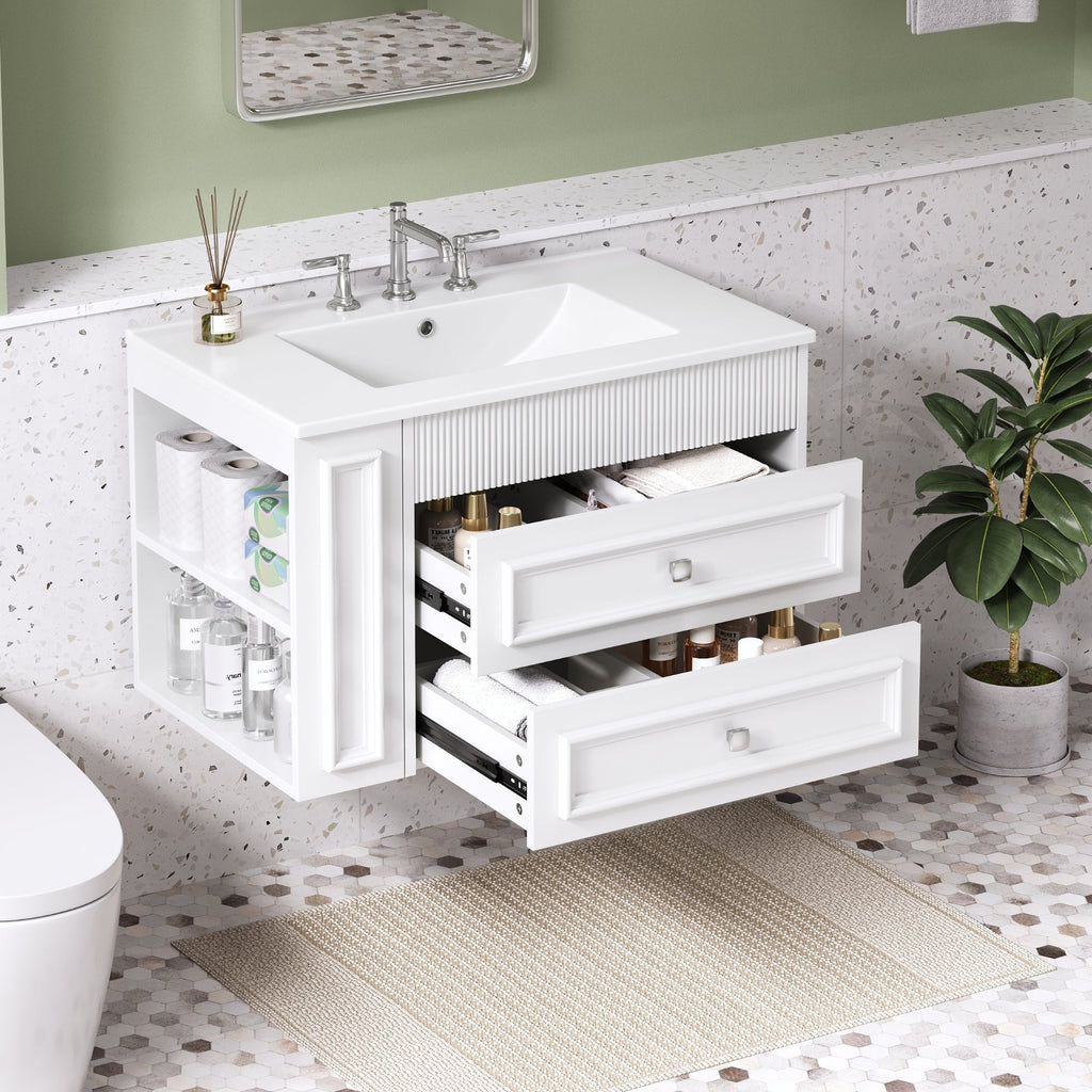 30'' Wall Mounted Bathroom Vanity with Sink